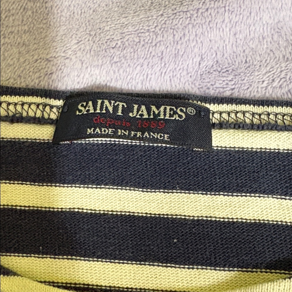 Saint James Navy and White Striped Long Sleeve Tee - Picture 3 of 10